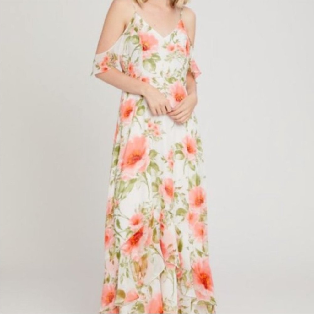 Altar'd State Pink and Green Floral Maxi Dress
